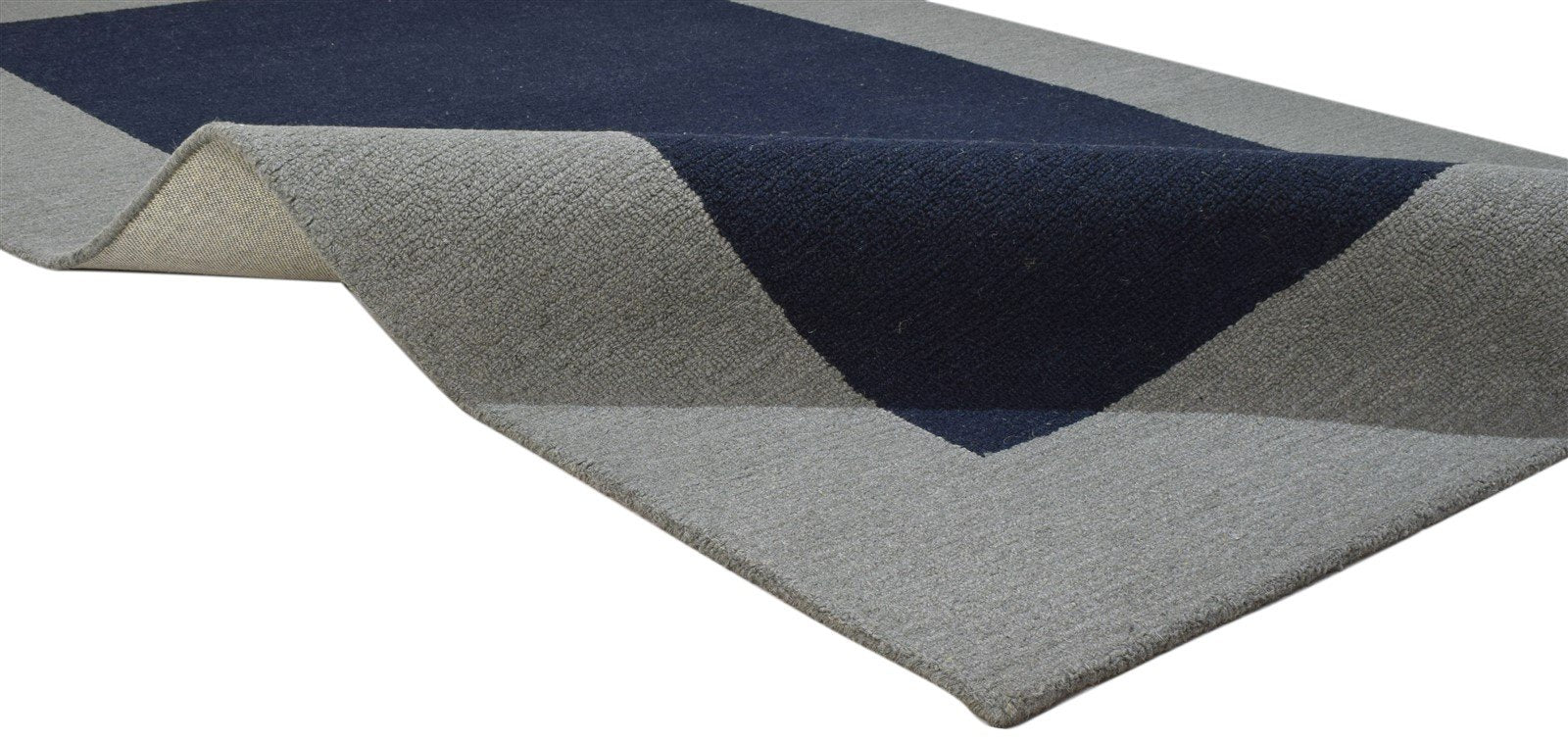 5' X 8' Rug Wool Blue Modern Hand Tufted Scandinavian Bordered Room Size Carpet 