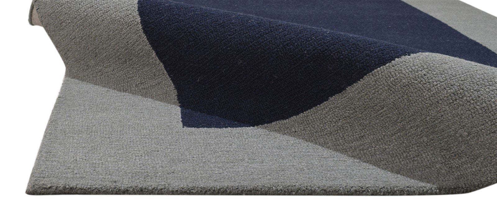 5' X 8' Rug Wool Blue Modern Hand Tufted Scandinavian Bordered Room Size Carpet 