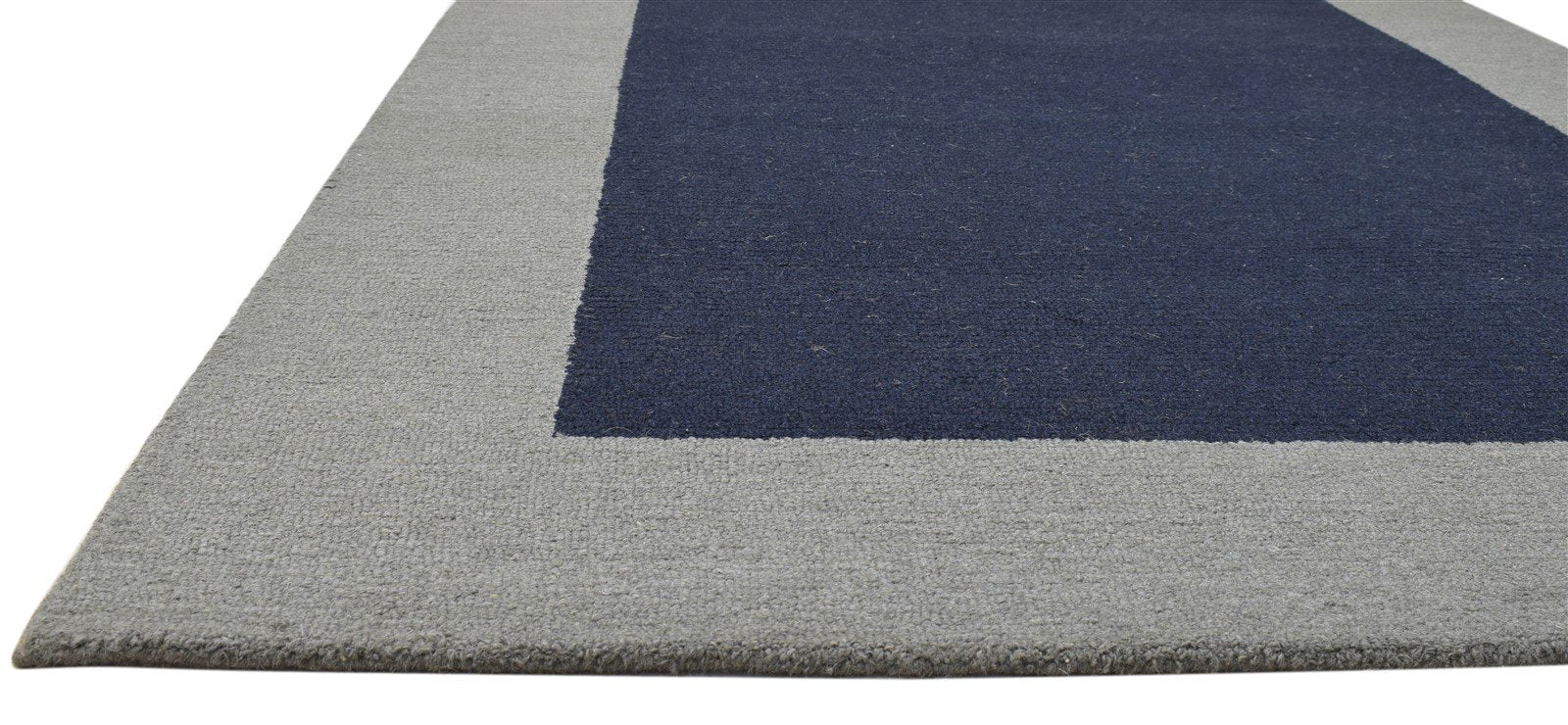 5' X 8' Rug Wool Blue Modern Hand Tufted Scandinavian Bordered Room Size Carpet