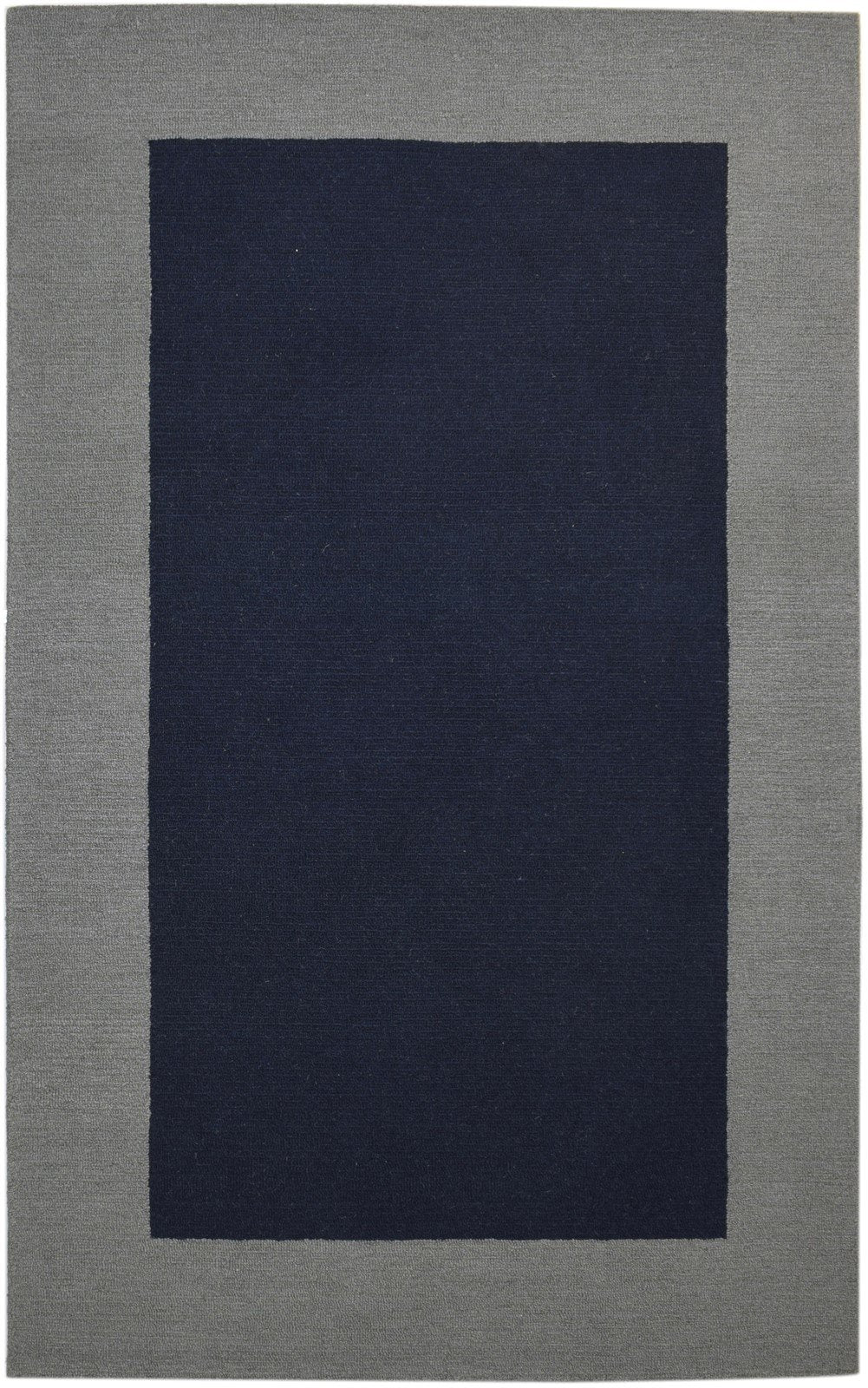 5' X 8' Rug Wool Blue Modern Hand Tufted Scandinavian Bordered Room Size Carpet