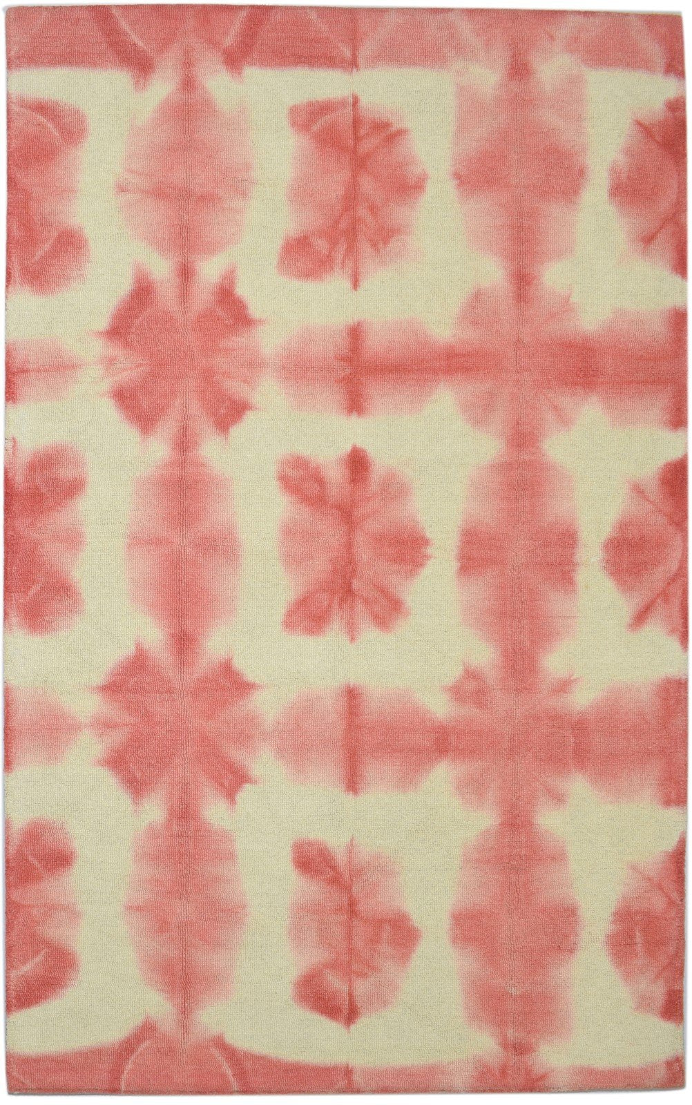 Wool Ivory Rug 5' X 8' Modern Hand Tufted Tie Dye Shibori 5'0"X8'0" Carpet