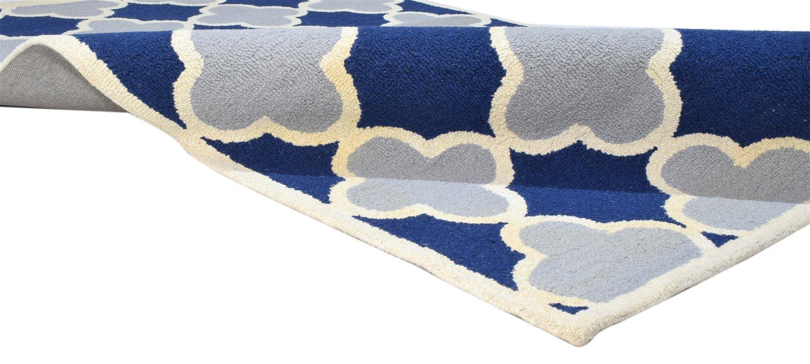 5' X 8' Rug Wool Blue Modern Hand Tufted Moroccan Trellis Room Size Carpet 