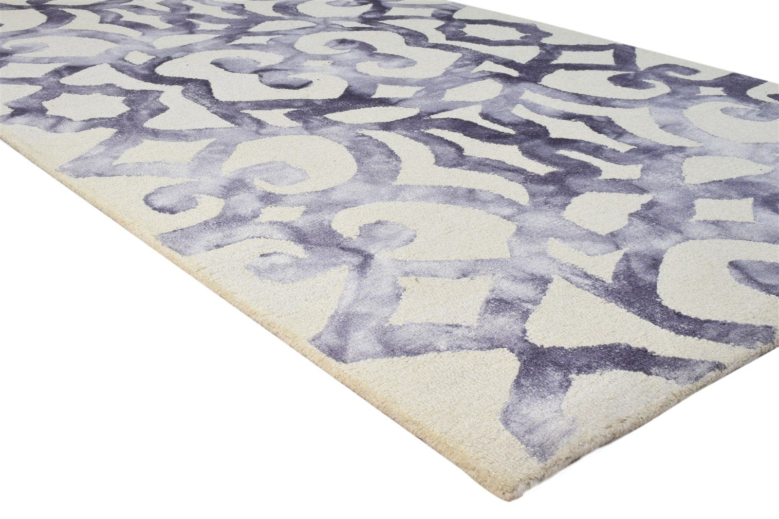 Hand Tufted Purple Wool Rug 5' X 8' Modern Shibori Tie Dye Room Size Carpet 