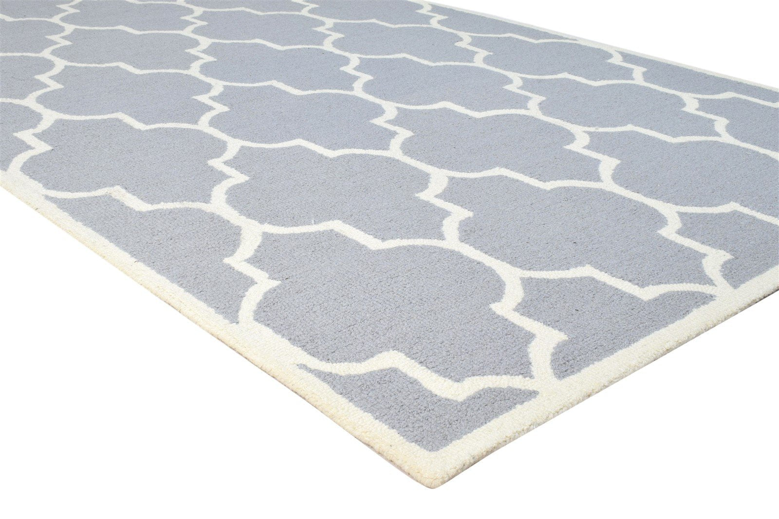 Wool Grey Rug 5' X 8' Modern Hand Tufted Moroccan Trellis Room Size Carpet 