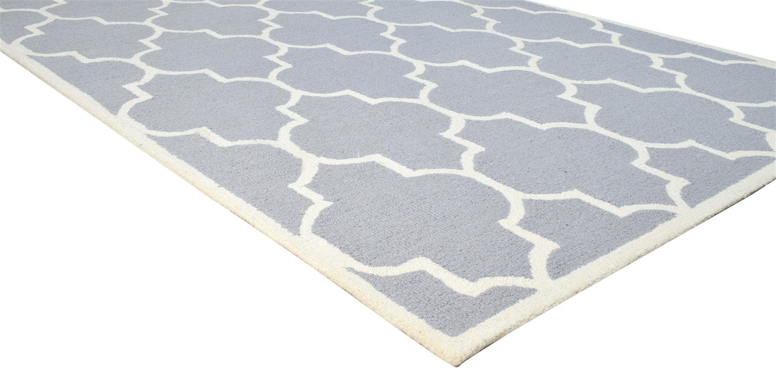 Wool Grey Rug 5' X 8' Modern Hand Tufted Moroccan Trellis Room Size Carpet 