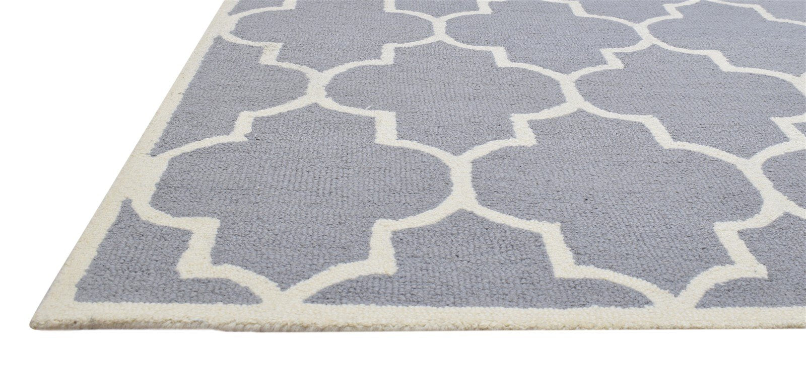 Wool Grey Rug 5' X 8' Modern Hand Tufted Moroccan Trellis Room Size Carpet