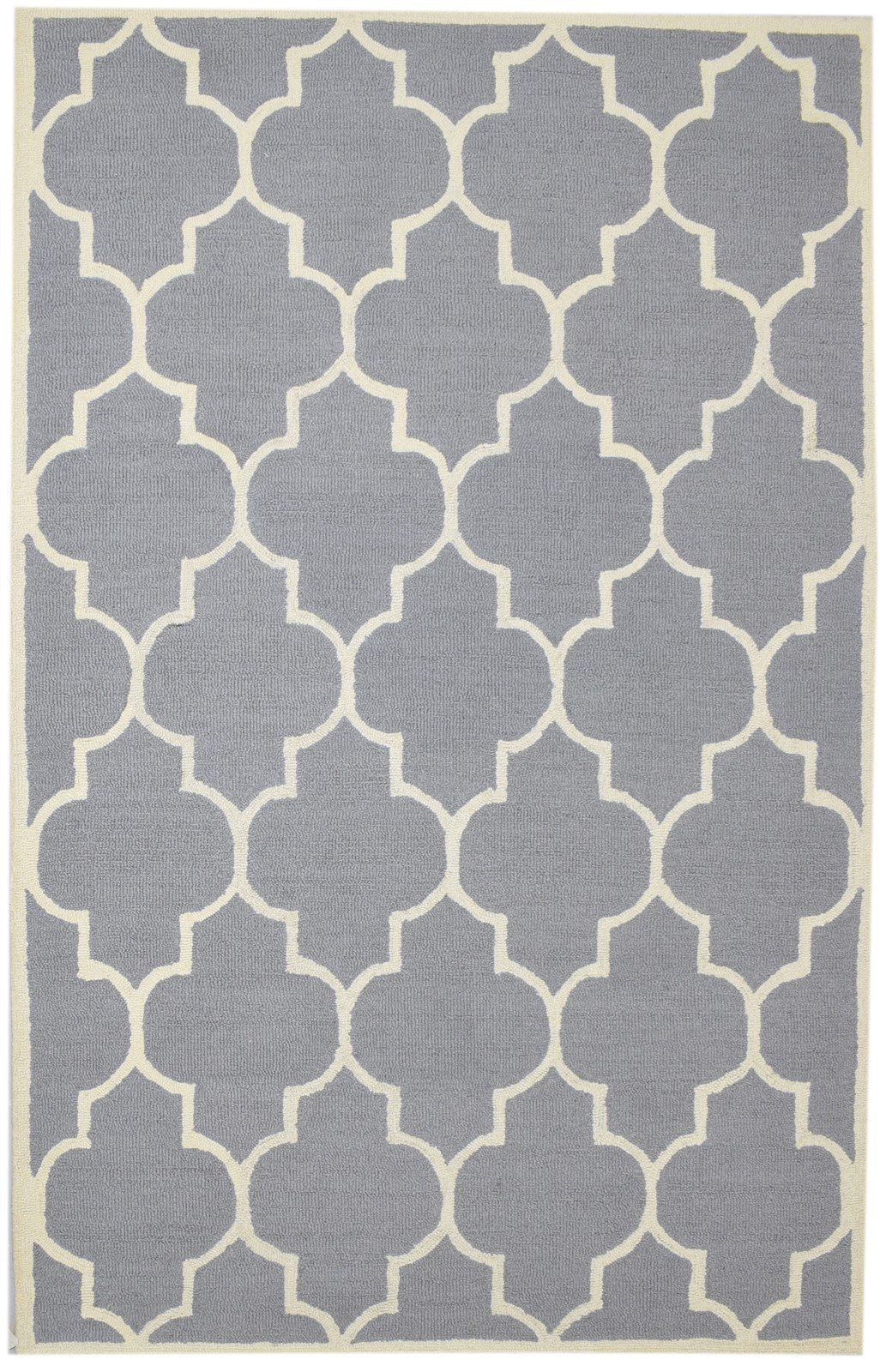 Wool Grey Rug 5' X 8' Modern Hand Tufted Moroccan Trellis Room Size Carpet