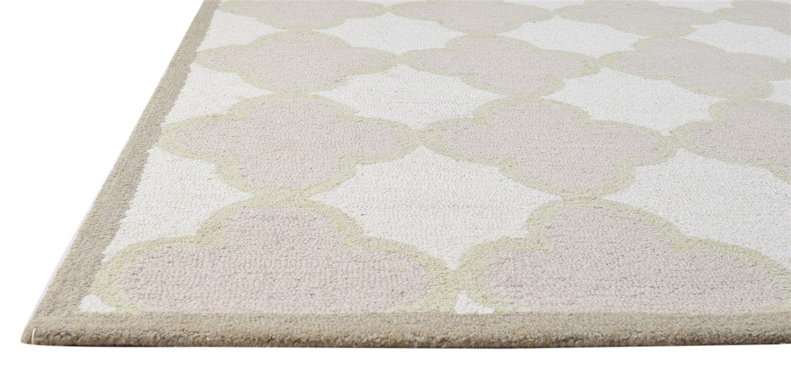 5' X 8' Rug Wool Beige Modern Hand Tufted Moroccan Trellis Room Size Carpet