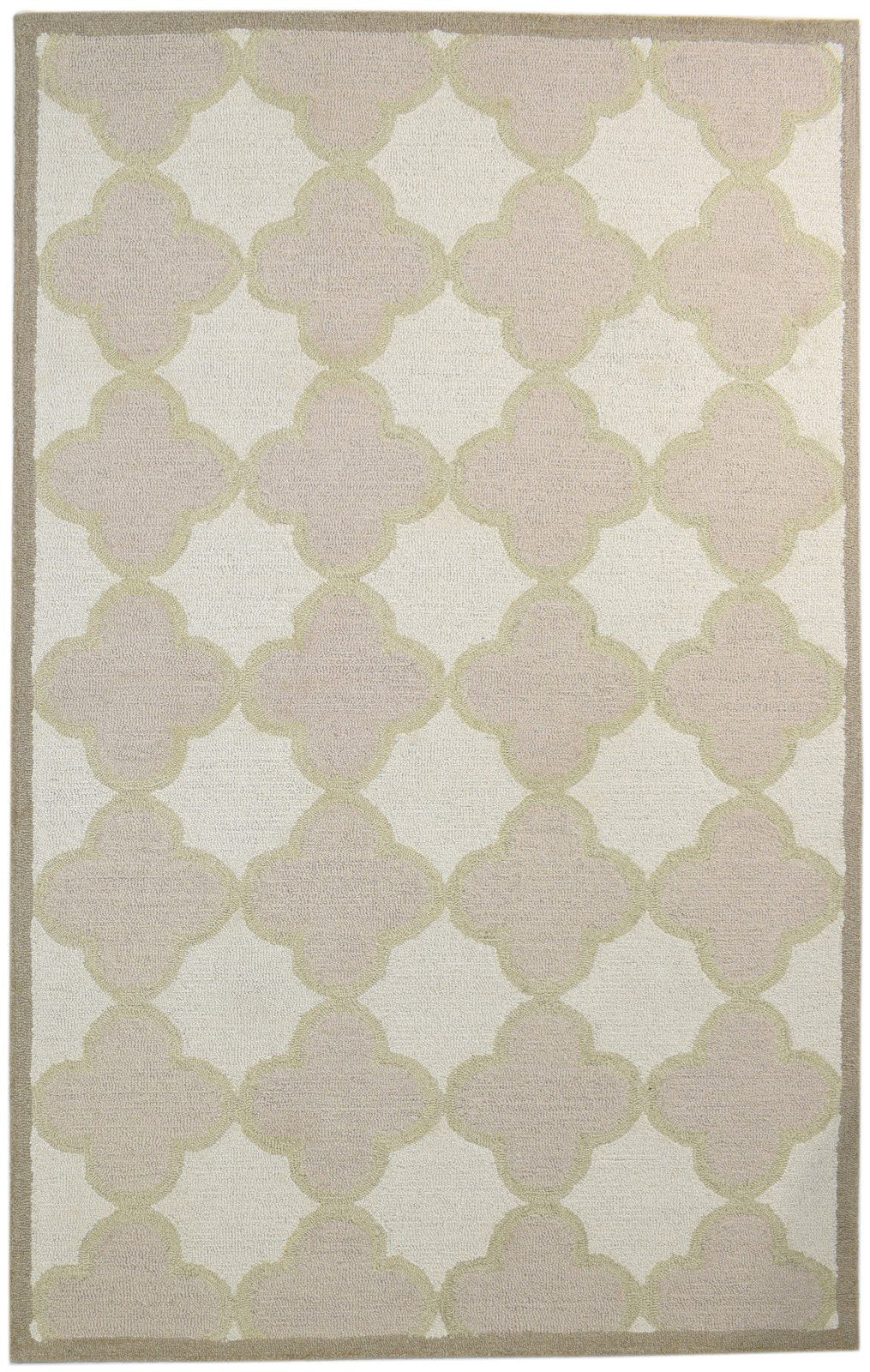 5' X 8' Rug Wool Beige Modern Hand Tufted Moroccan Trellis Room Size Carpet