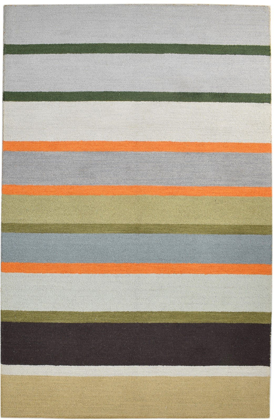 Hand Tufted Multi Color Wool Rug 5X8 Modern Scandinavian Striped Room Size