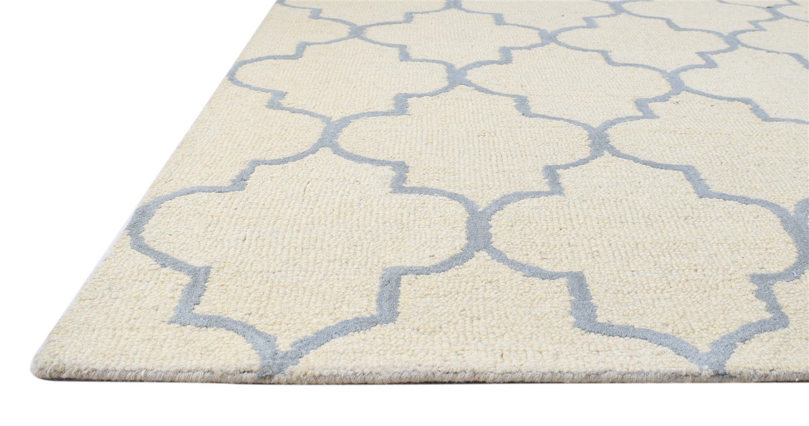 Wool Ivory Rug 5' X 8' Modern Hand Tufted Moroccan Trellis Room Size Carpet 