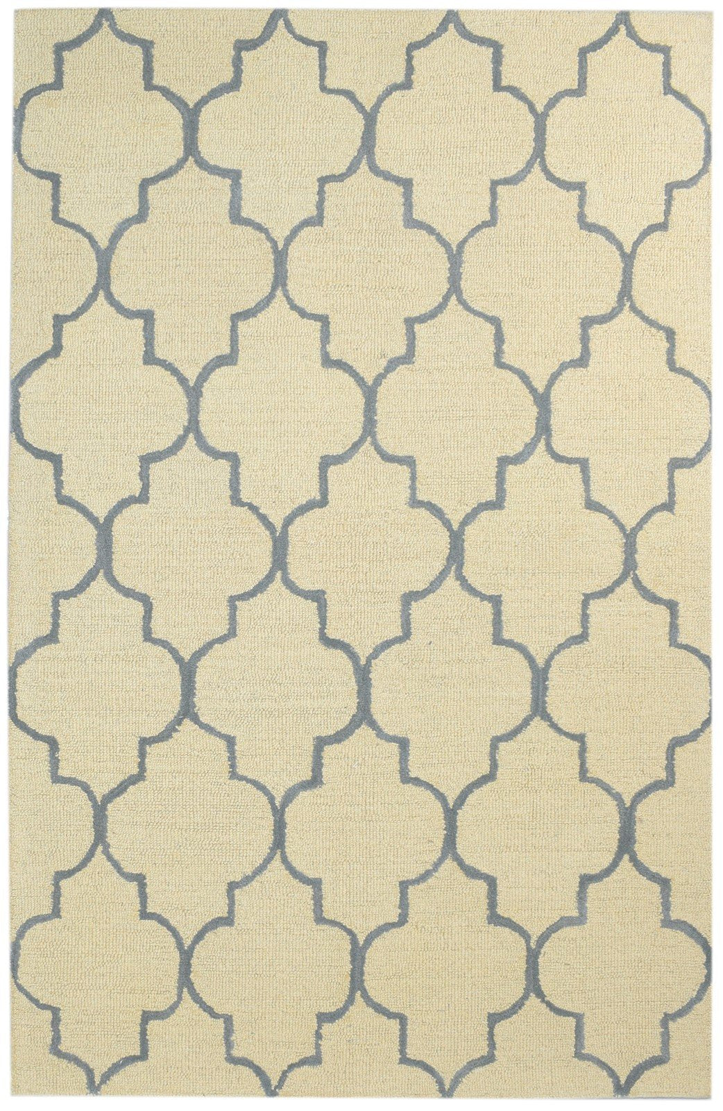 Wool Ivory Rug 5' X 8' Modern Hand Tufted Moroccan Trellis Room Size Carpet