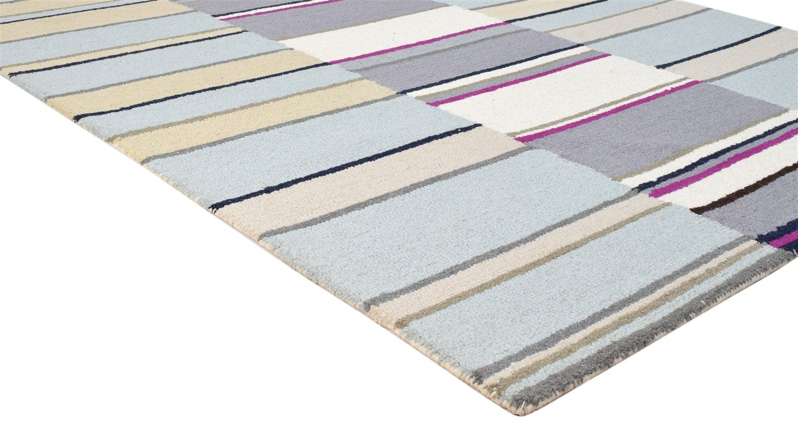 Hand Tufted Multi Color Wool Rug 5X8 Modern Scandinavian Striped Room Size 