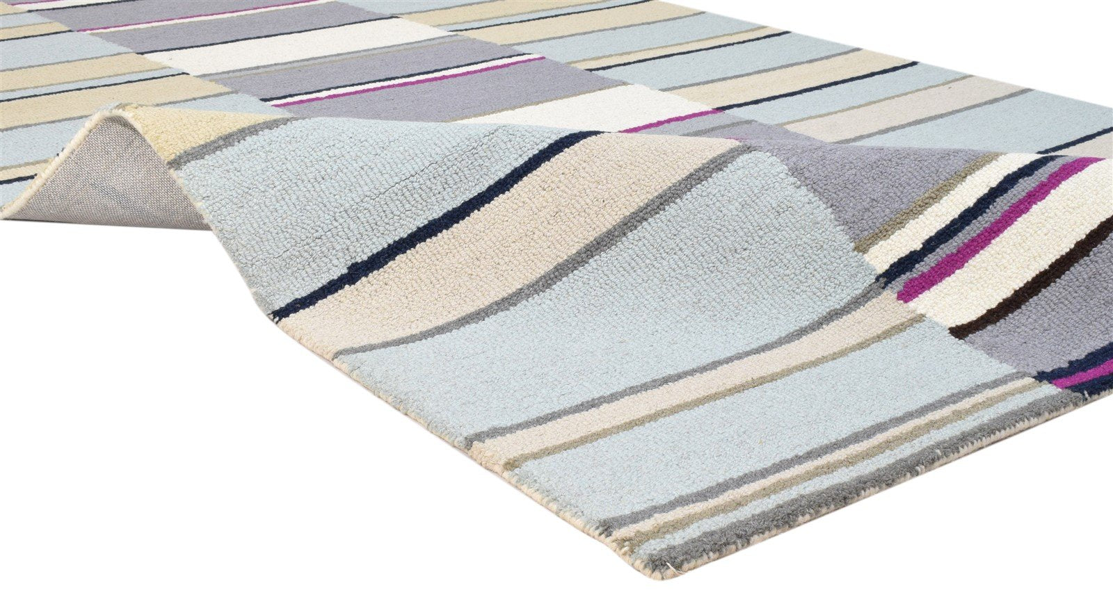 Hand Tufted Multi Color Wool Rug 5X8 Modern Scandinavian Striped Room Size 