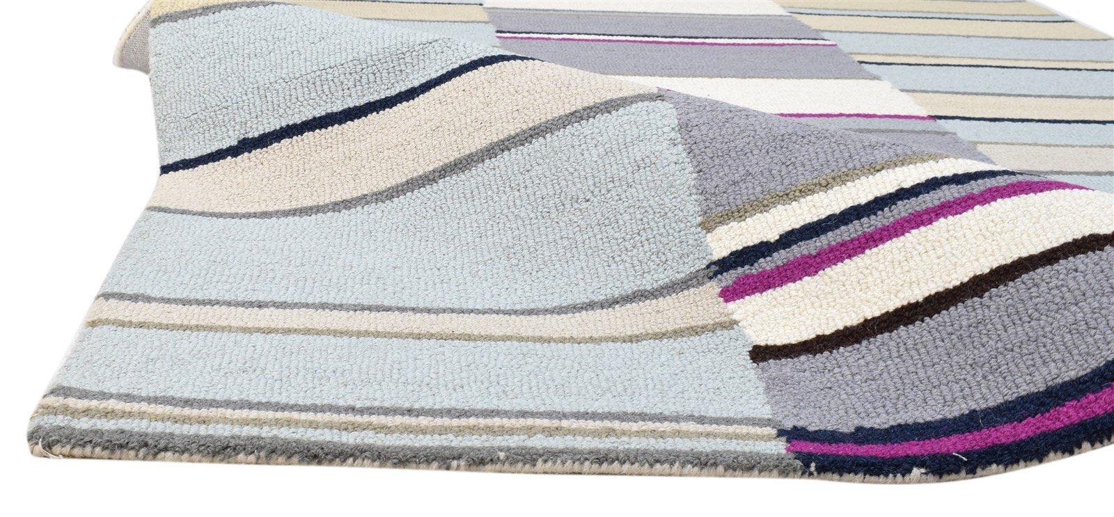 Hand Tufted Multi Color Wool Rug 5X8 Modern Scandinavian Striped Room Size 