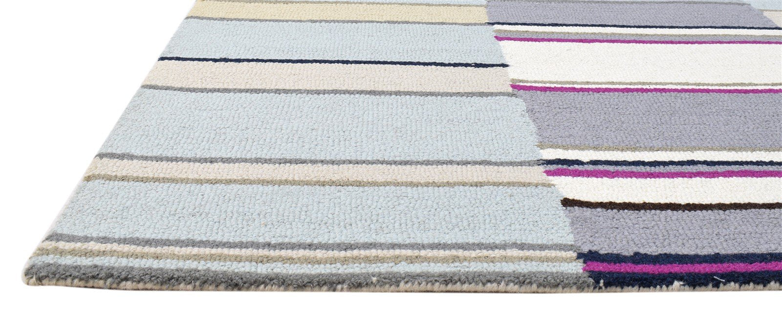 Hand Tufted Multi Color Wool Rug 5X8 Modern Scandinavian Striped Room Size