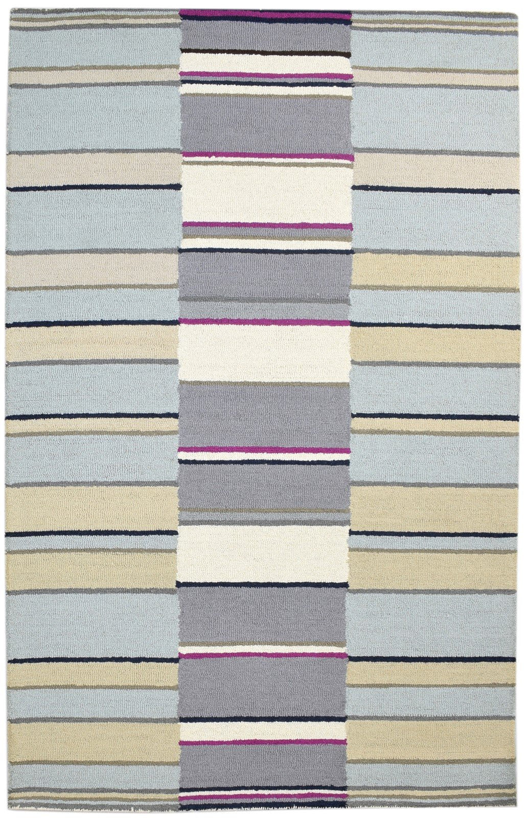 Hand Tufted Multi Color Wool Rug 5X8 Modern Scandinavian Striped Room Size