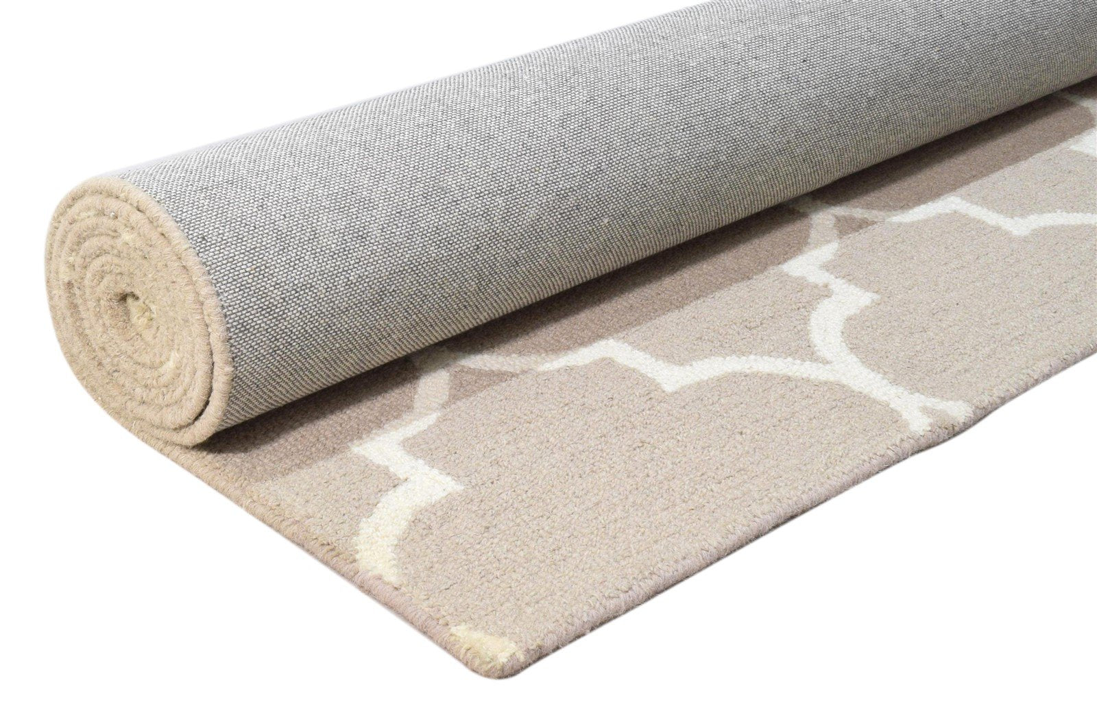 Beige Wool Rug 5' X 8' Modern Hand Tufted Moroccan Trellis Room Size Carpet 