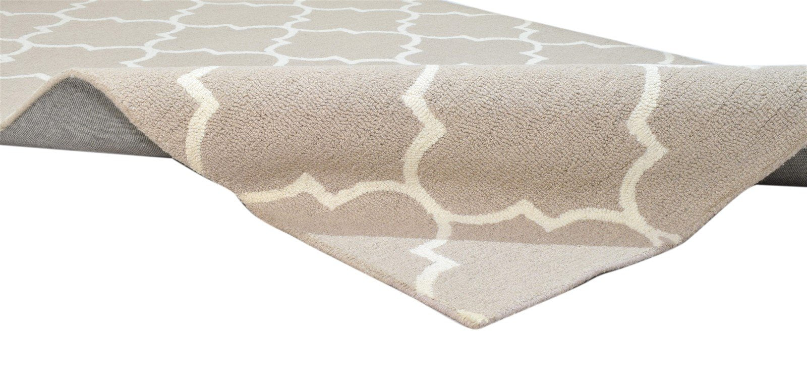 Beige Wool Rug 5' X 8' Modern Hand Tufted Moroccan Trellis Room Size Carpet 