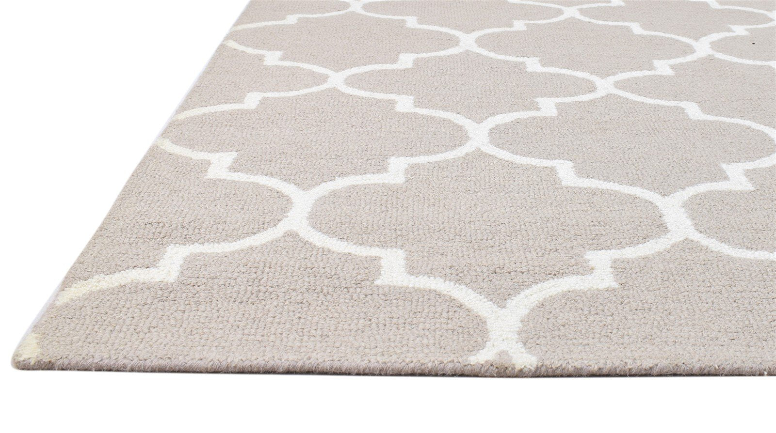 Beige Wool Rug 5' X 8' Modern Hand Tufted Moroccan Trellis Room Size Carpet