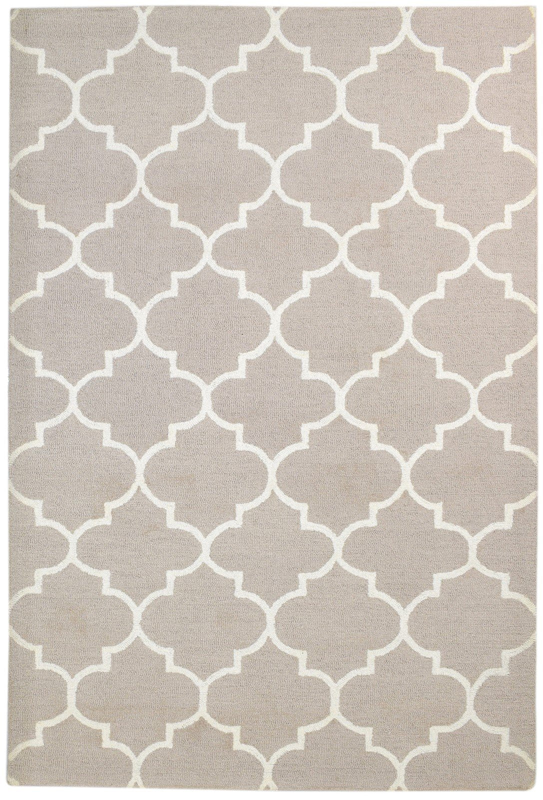 Beige Wool Rug 5' X 8' Modern Hand Tufted Moroccan Trellis Room Size Carpet