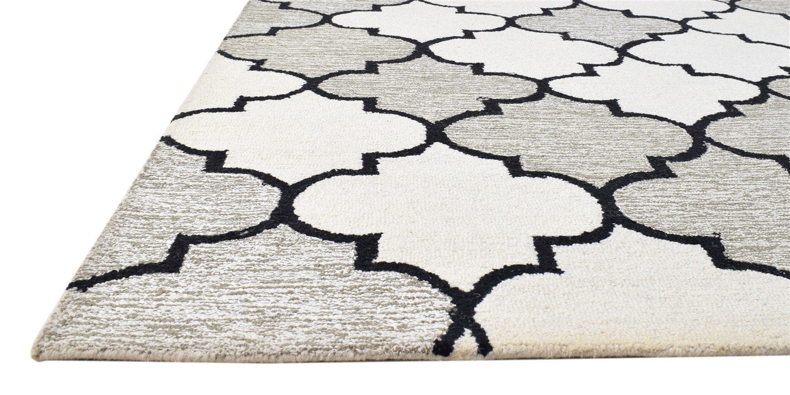 Grey Wool Rug 5' X 8' Modern Hand Tufted Moroccan Trellis Room Size Carpet