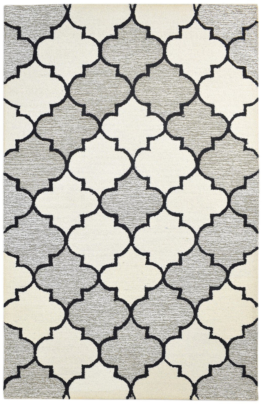 Grey Wool Rug 5' X 8' Modern Hand Tufted Moroccan Trellis Room Size Carpet