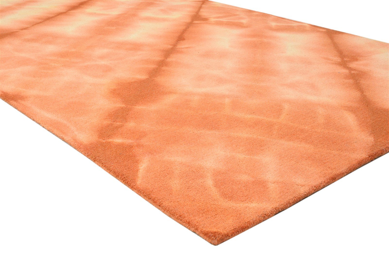 Wool Orange Rug 5' X 8' Modern Hand Tufted Tie Dye Shibori 4'11"X7'11" Carpet 