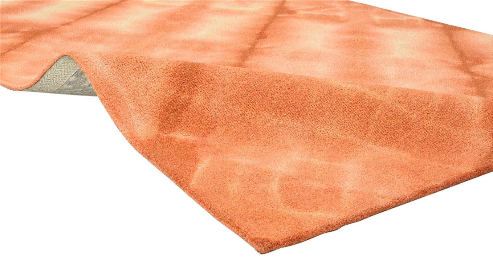 Wool Orange Rug 5' X 8' Modern Hand Tufted Tie Dye Shibori 4'11"X7'11" Carpet 