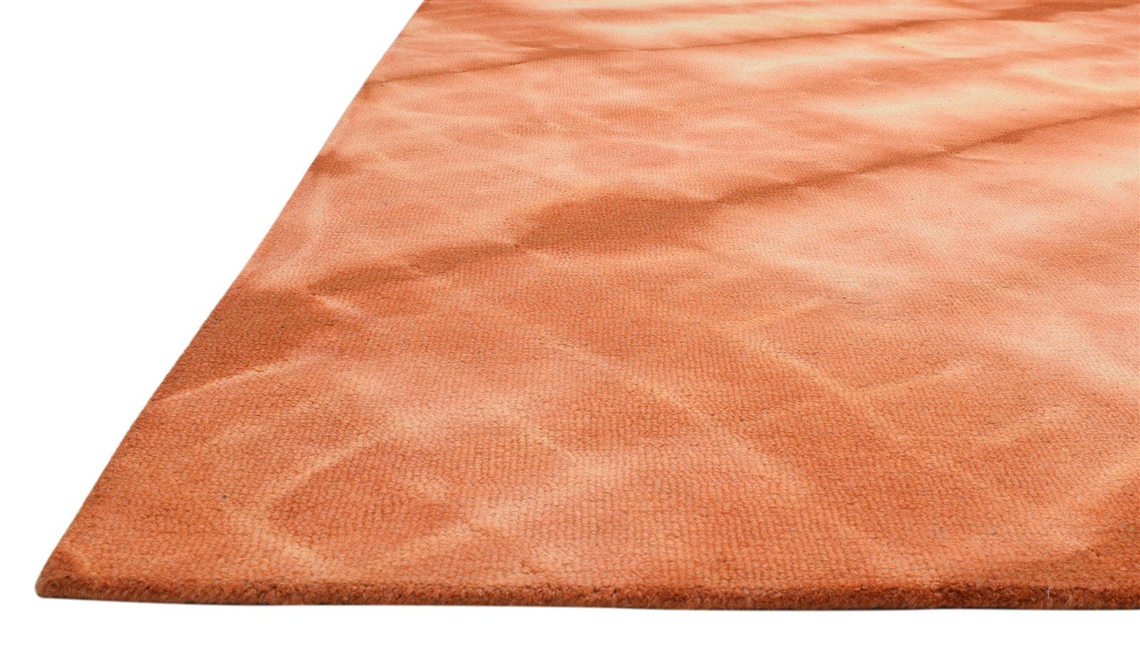 Wool Orange Rug 5' X 8' Modern Hand Tufted Tie Dye Shibori 4'11"X7'11" Carpet