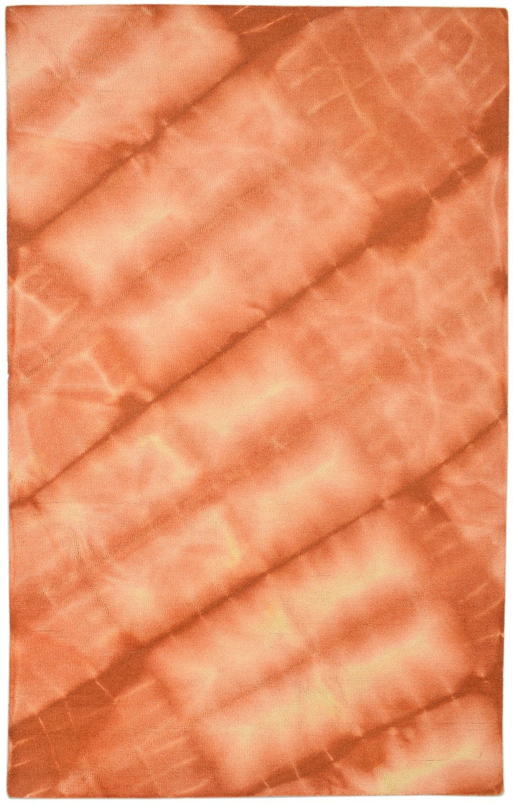 Wool Orange Rug 5' X 8' Modern Hand Tufted Tie Dye Shibori 4'11"X7'11" Carpet