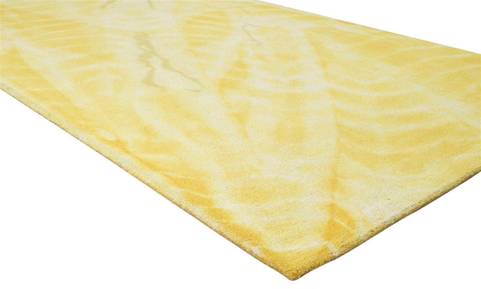 Hand Tufted Gold Wool Rug 5' X 8' Modern Shibori Tie Dye Room Size Carpet 