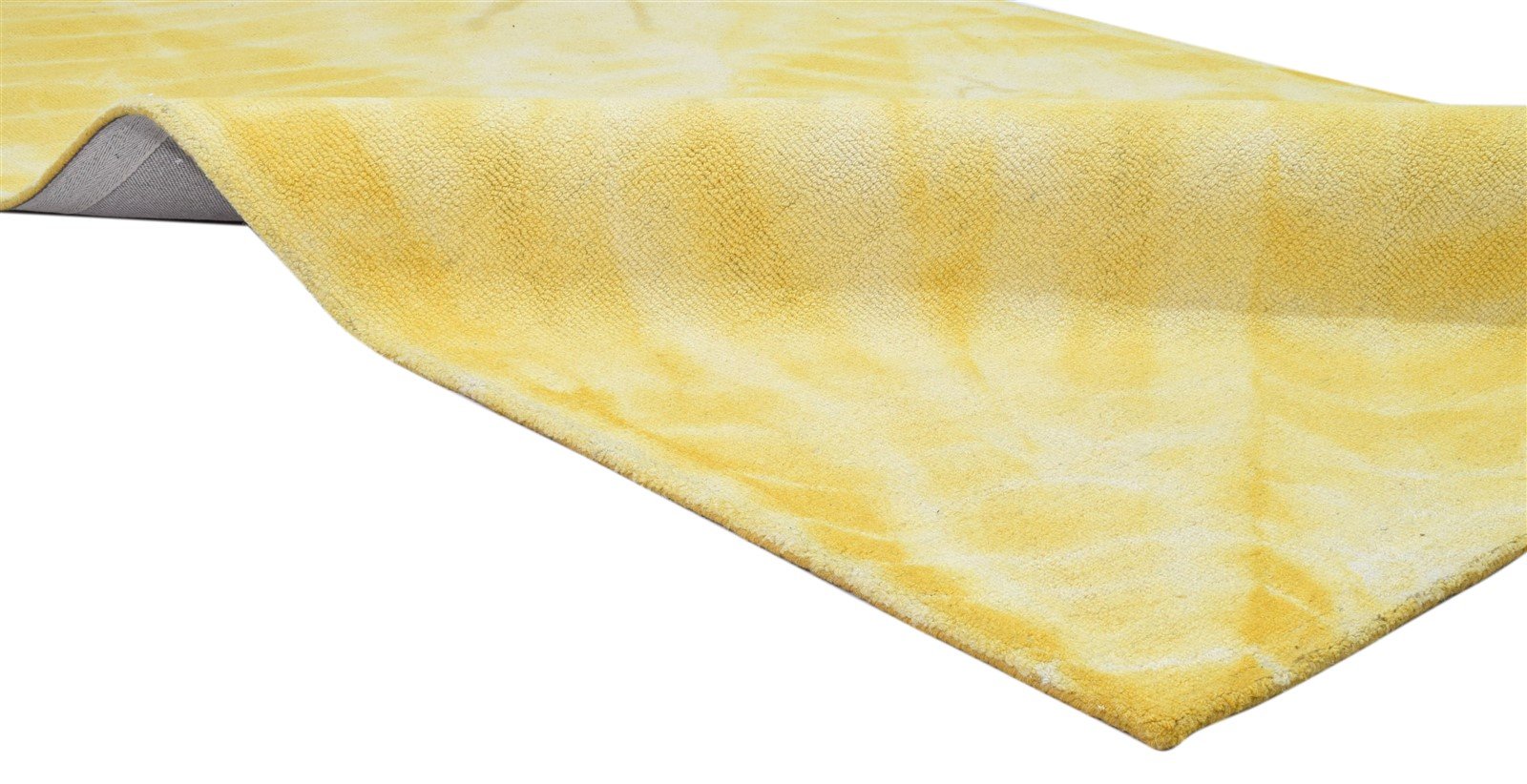 Hand Tufted Gold Wool Rug 5' X 8' Modern Shibori Tie Dye Room Size Carpet 