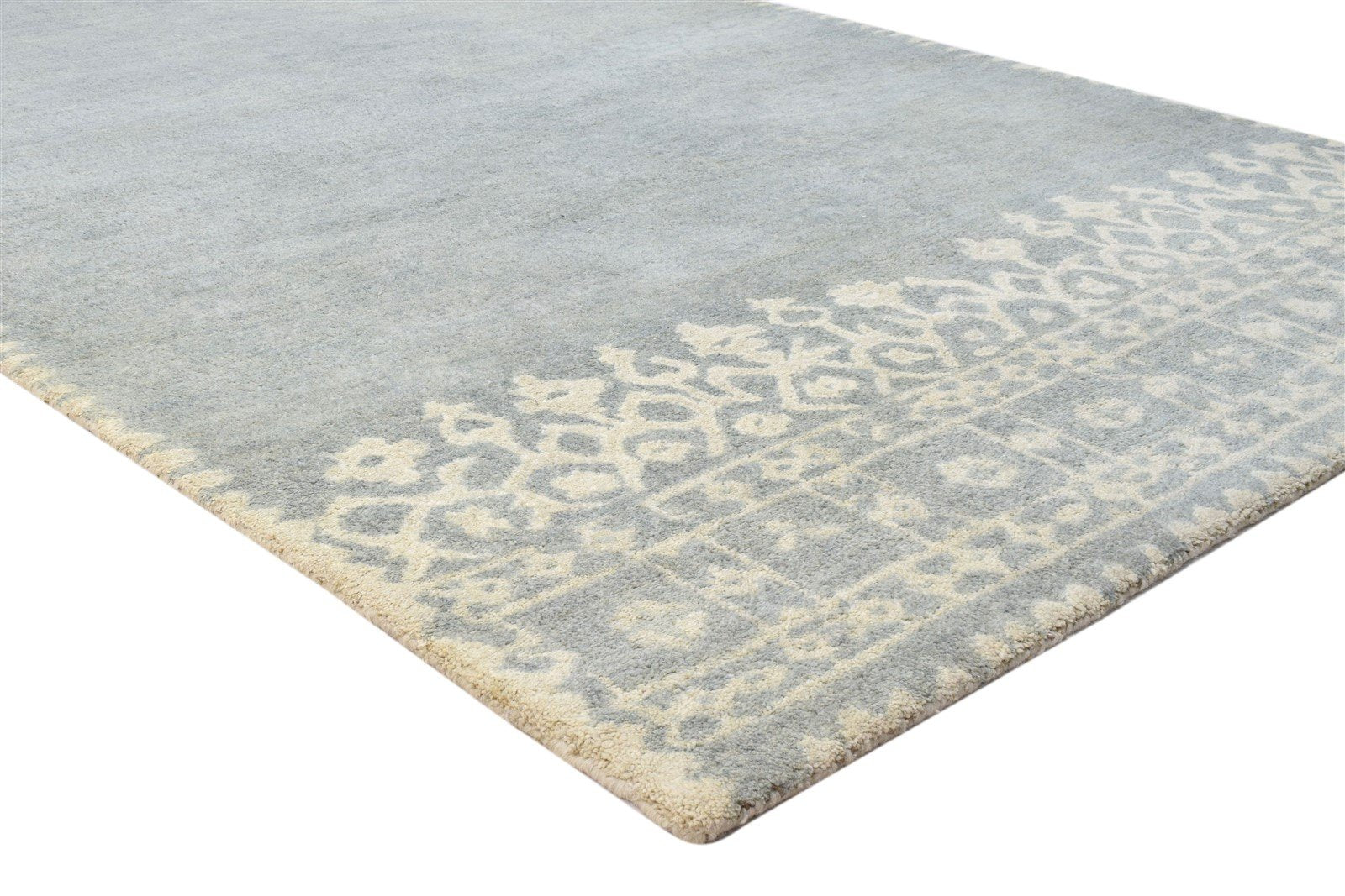 Grey Wool Rug 5' X 8' Modern Hand Tufted Scandinavian Lace Room Size Carpet 