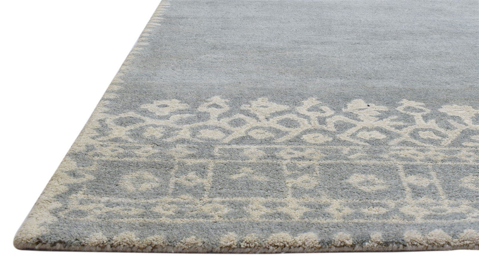 Grey Wool Rug 5' X 8' Modern Hand Tufted Scandinavian Lace Room Size Carpet