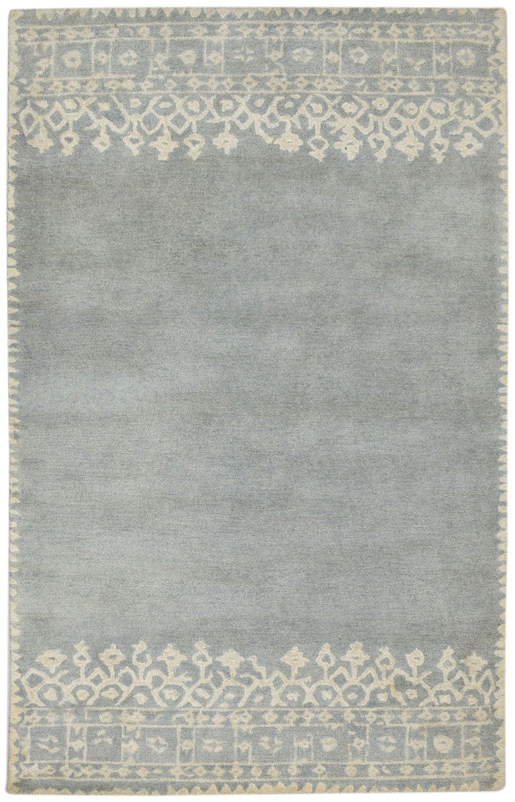 Grey Wool Rug 5' X 8' Modern Hand Tufted Scandinavian Lace Room Size Carpet