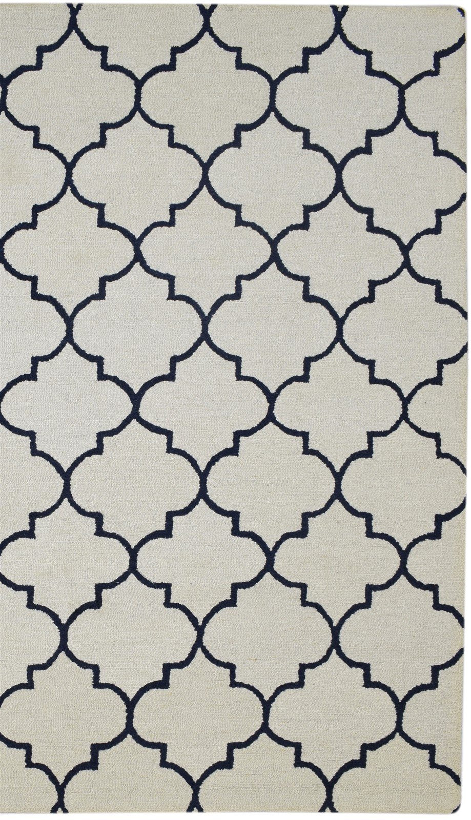 5' X 8' Rug Wool Ivory Modern Hand Tufted Moroccan Trellis Room Size Carpet