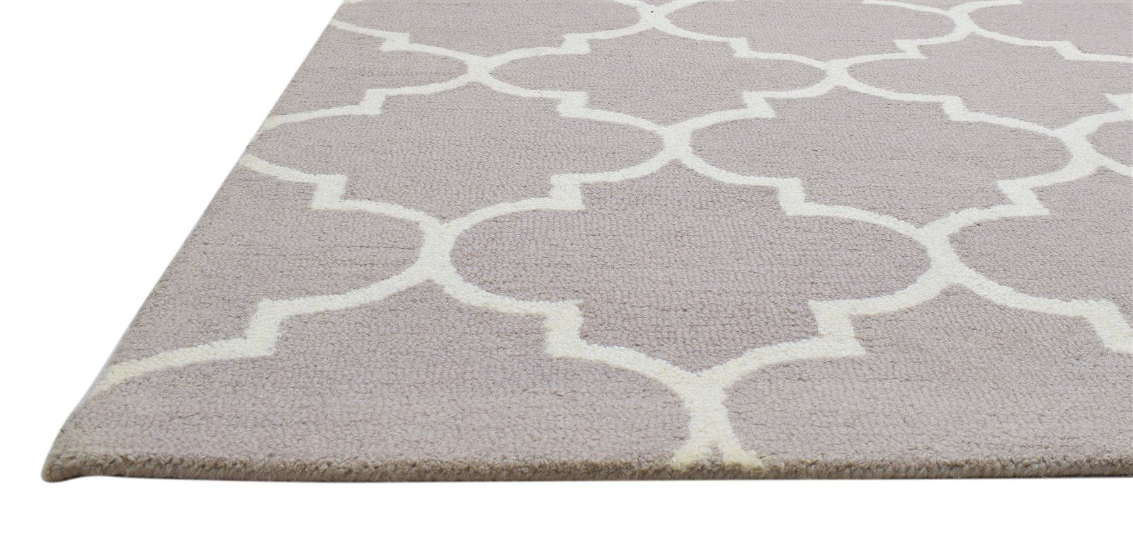 Hand Tufted Beige Wool Rug 5' X 8' Modern Moroccan Trellis Room Size Carpet