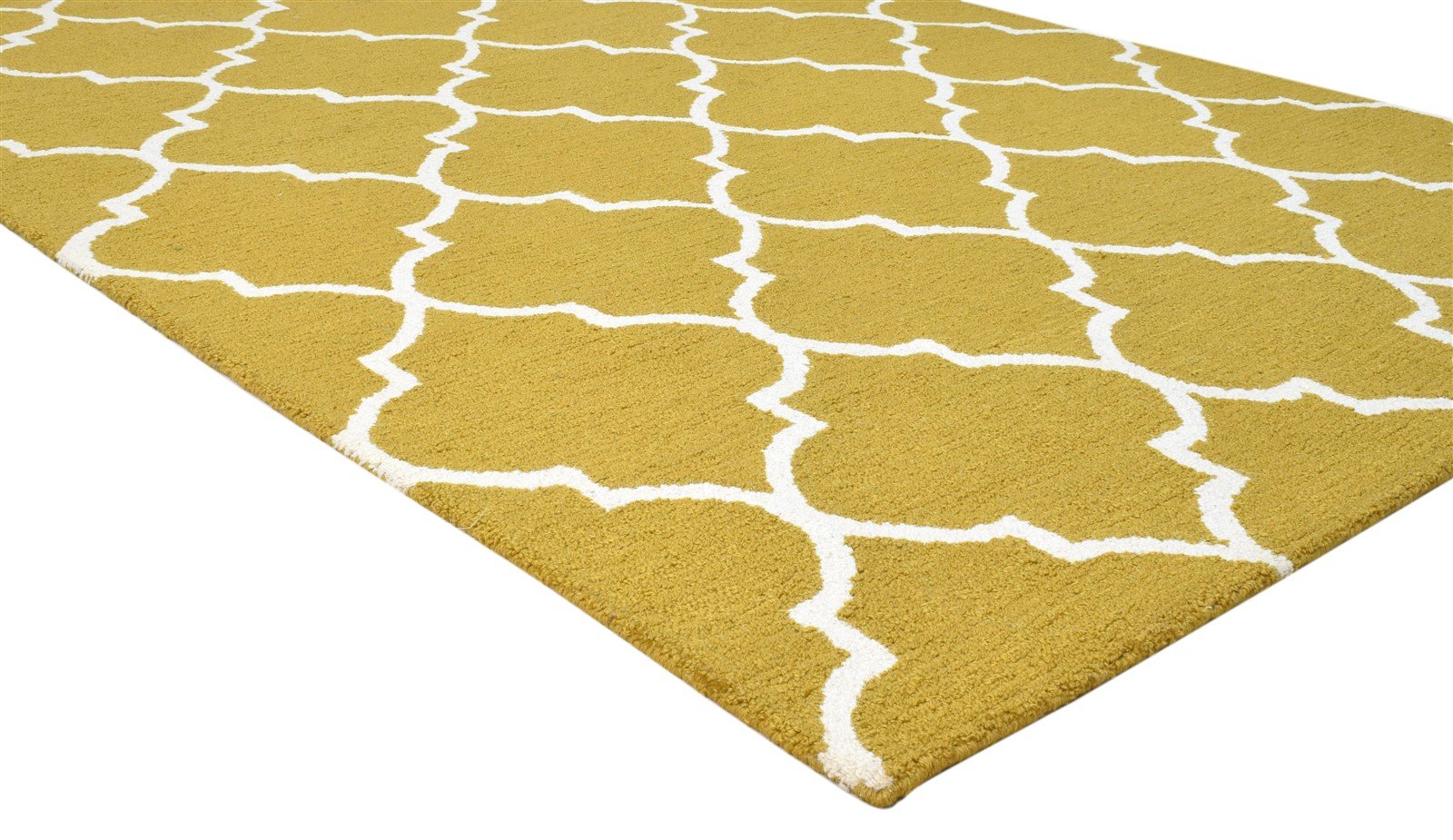 Gold Wool Rug 5' X 8' Modern Hand Tufted Moroccan Trellis Room Size Carpet 