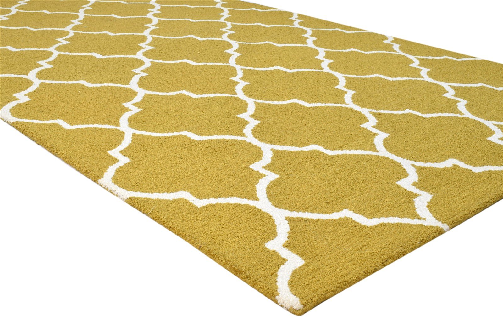 Gold Wool Rug 5' X 8' Modern Hand Tufted Moroccan Trellis Room Size Carpet 