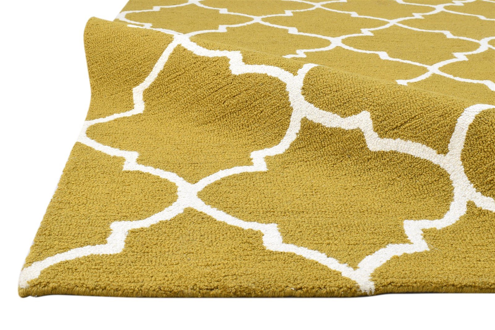 Gold Wool Rug 5' X 8' Modern Hand Tufted Moroccan Trellis Room Size Carpet 