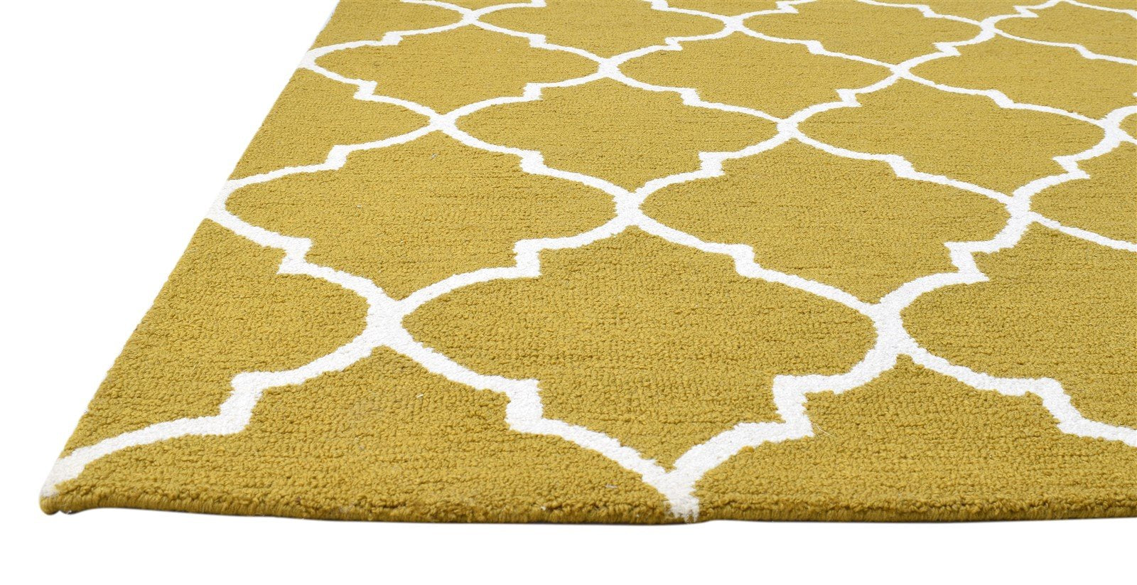 Gold Wool Rug 5' X 8' Modern Hand Tufted Moroccan Trellis Room Size Carpet