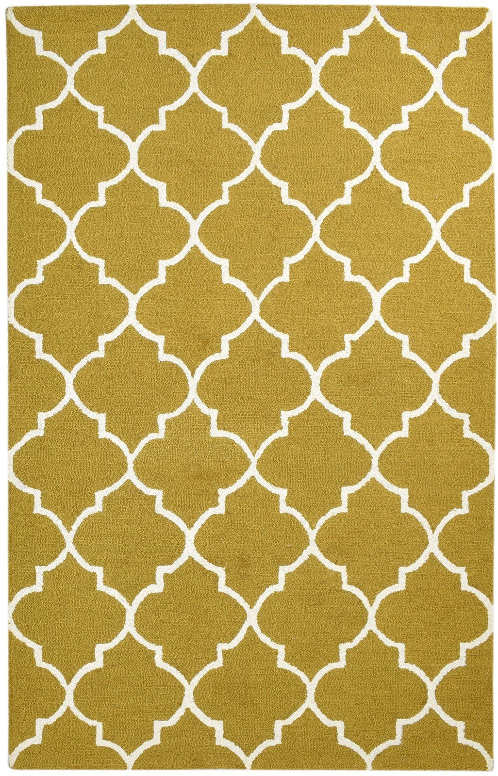 Gold Wool Rug 5' X 8' Modern Hand Tufted Moroccan Trellis Room Size Carpet