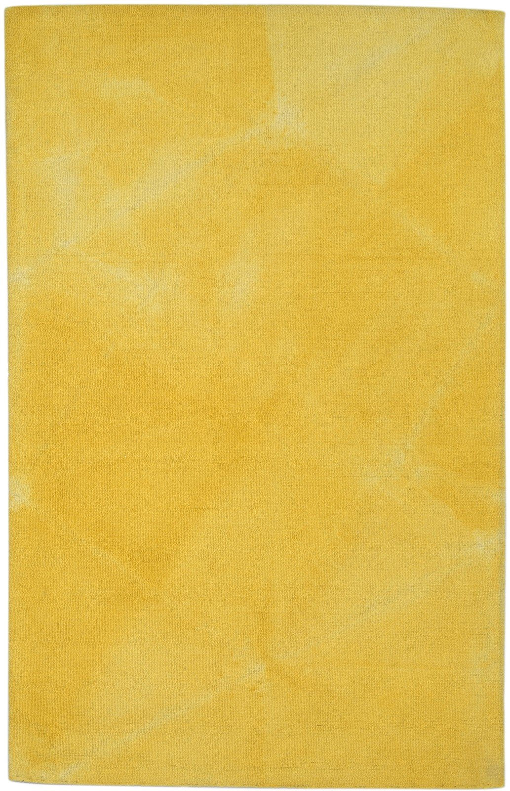 Gold Wool Rug 5' X 8' Modern Hand Tufted Shibori Tie Dye Room Size Carpet