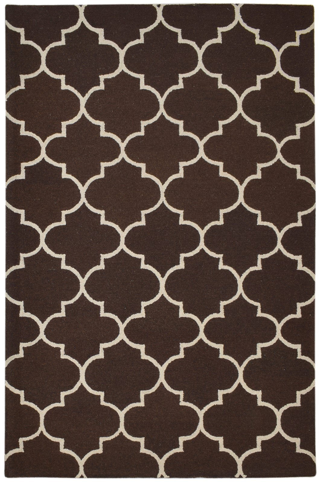 Hand Tufted Charcoal Wool Rug 5' X 8' Modern Moroccan Trellis Room Size Carpet