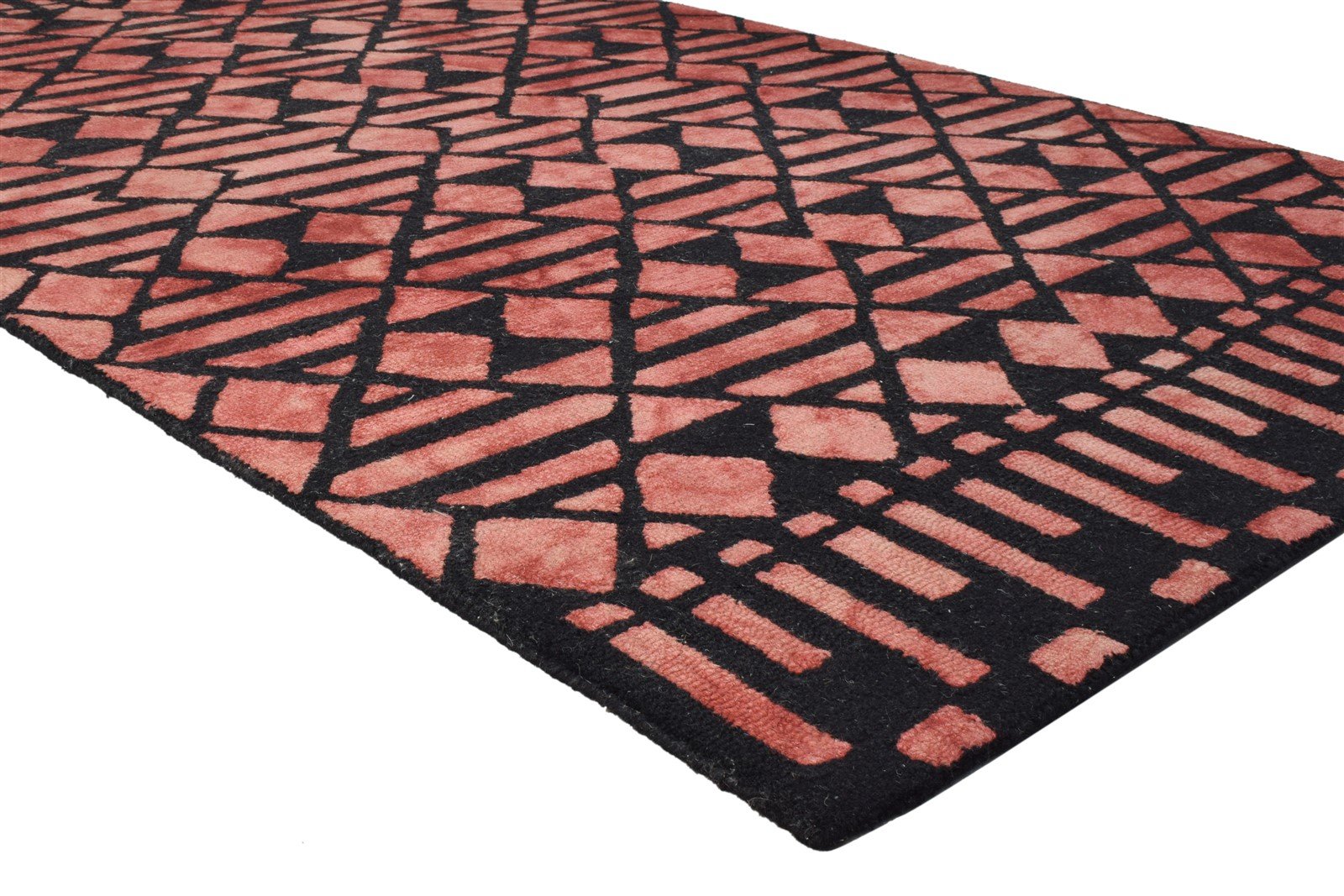 Wool Red Rug 5' X 8' Modern Hand Tufted Scandinavian Geometric Room Size Carpet 