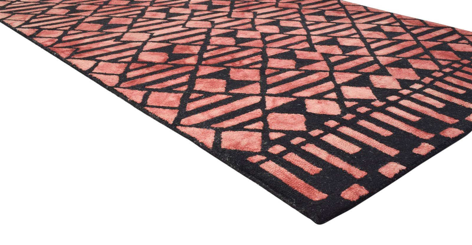 Wool Red Rug 5' X 8' Modern Hand Tufted Scandinavian Geometric Room Size Carpet 