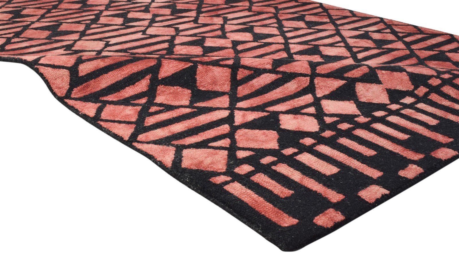 Wool Red Rug 5' X 8' Modern Hand Tufted Scandinavian Geometric Room Size Carpet 