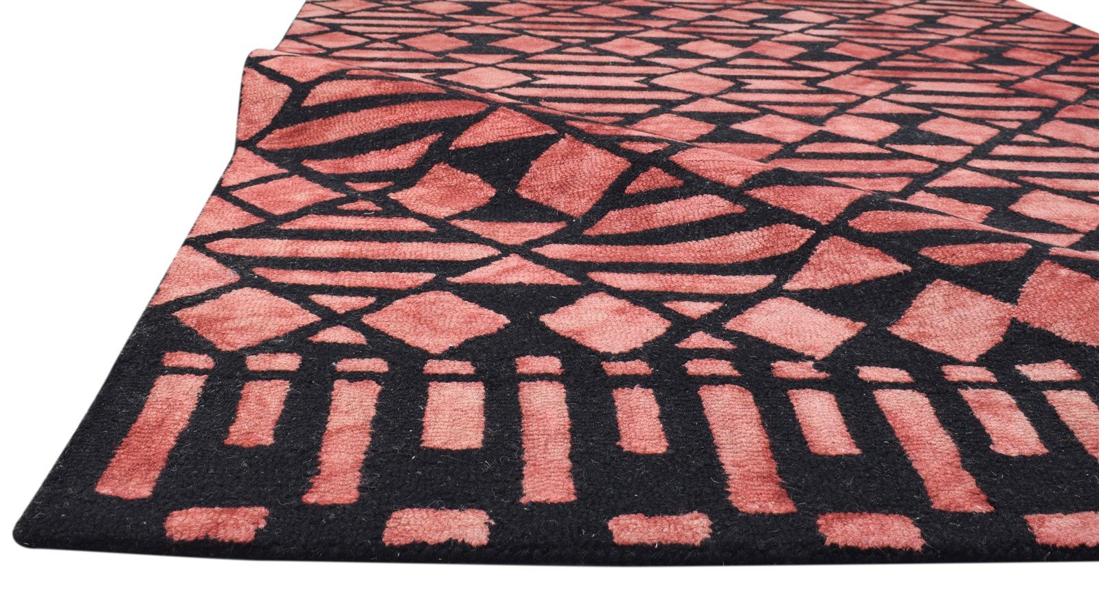 Wool Red Rug 5' X 8' Modern Hand Tufted Scandinavian Geometric Room Size Carpet 