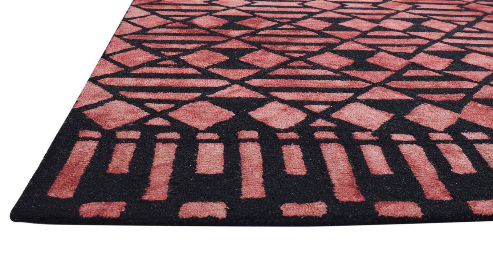 Wool Red Rug 5' X 8' Modern Hand Tufted Scandinavian Geometric Room Size Carpet